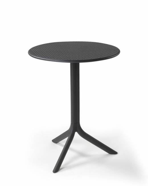 Стол пластиковый обеденный Step + Step Mini антрацит Ø605х400-765 мм