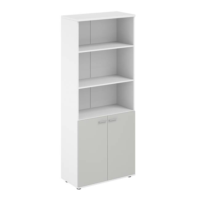 SG.831.WH.SH / Шкаф высокий полуоткрытый 800х400х1955, 2-х дв, з.ст HDF / корпус: белый; фасады: серый бархат