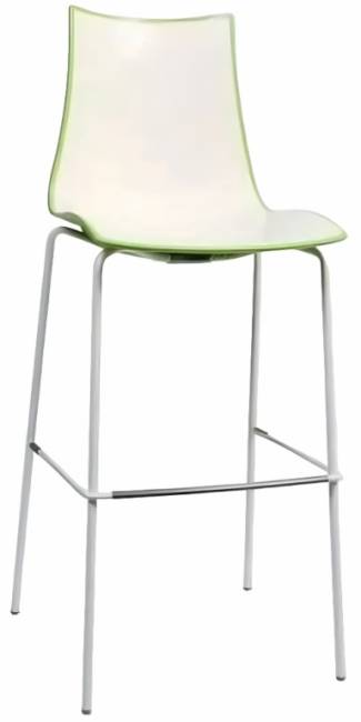 Стул барный пластиковый Zebra Bicolore хром, белый, зеленый 510х530х1160 мм