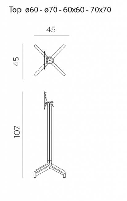 Подстолье металлическое барное складное Frasca High Folding белый 450х450х1070 мм