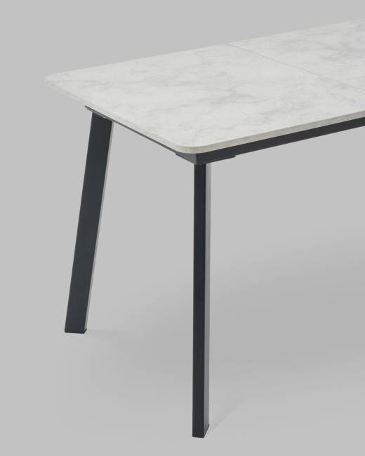 Стол Batu new 120-160/80/76 столешница ЛМДФ ароза светлая подстолье металл черный