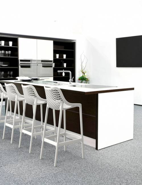 Стул пластиковый барный Air Bar 75 белый 450х530х1050 мм