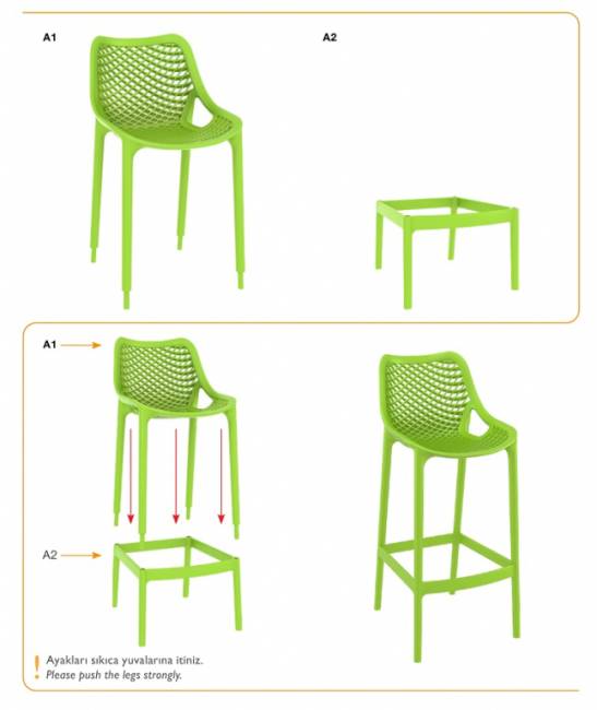 Стул пластиковый барный Air Bar 75 черный 450х530х1050 мм