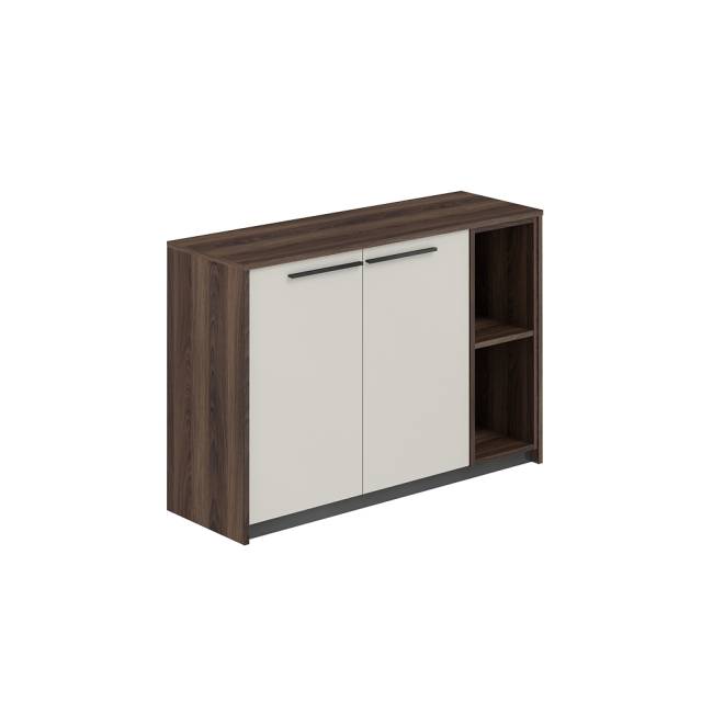 RF.324.DA.PG.DA.R / Шкаф низкий со стеллажом, 1240х410х842  / корпус: дуб адриа, фасады: жемчужно-серый