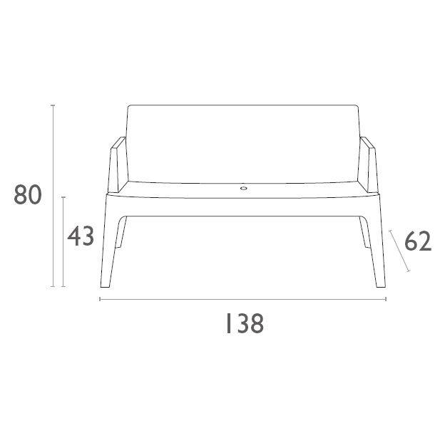 Диван пластиковый двухместный Box Sofa красный 1380x620x800 мм