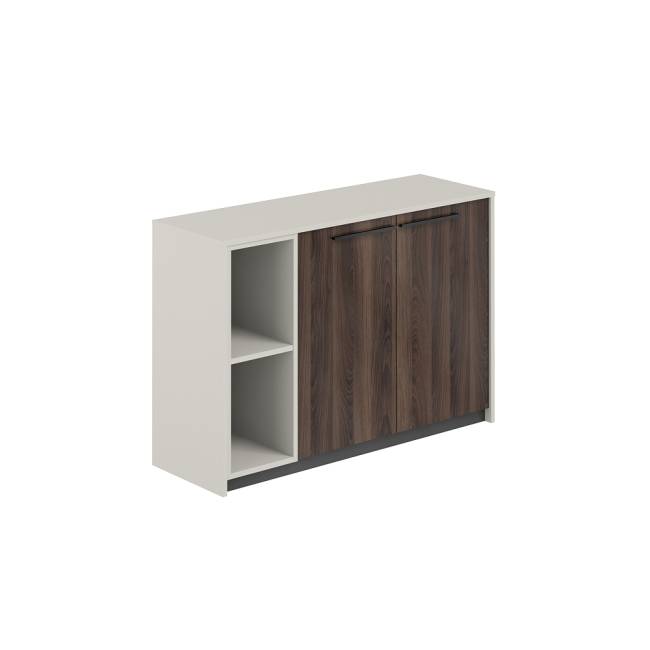 RF.324.PG.DA.PG.L / Шкаф низкий со стеллажом, 1240х410х842  / корпус: жемчужно-серый, фасады: дуб адриа