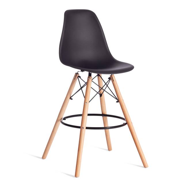 Стул барный Синди Бар Чаир/Cindy Bar Chair (мод.80-1)/2 шт. в упаковке дерево бук/металл/пластик, 50х51х109см, черный 3010/ натуральный (Комплект из 2 шт.) черный дерево бук/металл/пластик