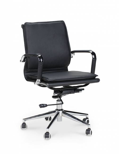 Кресло офисное / Харман LB / (black) хром / черная экокожа