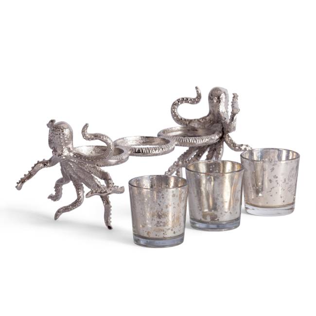 Подсвечник Secret de Maison Октопус3/Octopus3 (мод. 3923) алюминиевый сплав, 24,5х11,5х11см, серебряный никель/nickel antique алюминиевый сплав