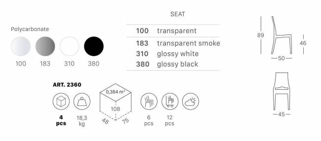 Стул пластиковый Scab Design, Glenda белый