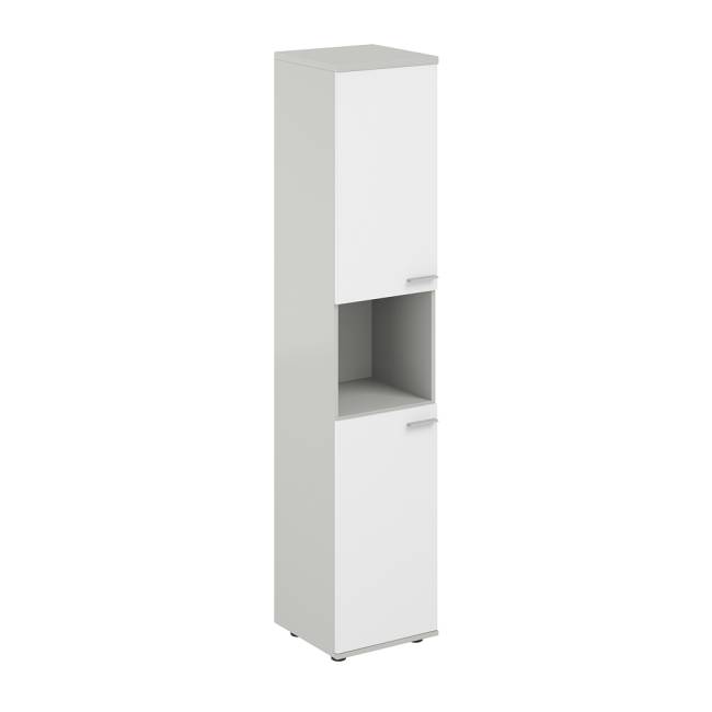 SG.846.SH.WH.WH.L / Шкаф высокий с нишей 400х400х1955, з.ст HDF, левый / корпус: серый бархат; фасады: белый