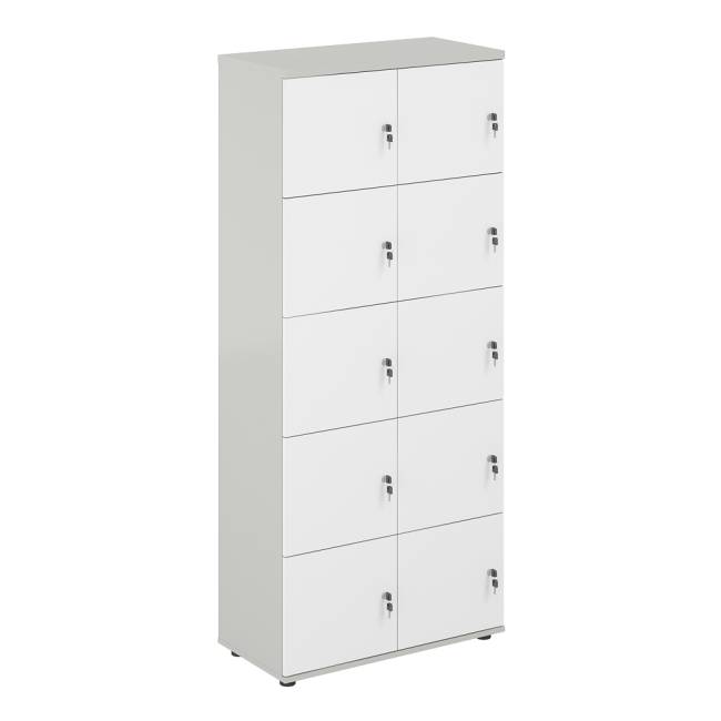 SG.820.SH.WH / Локер 10 ячеек 800х400х1866 / корпус: серый бархат; фасады: белый