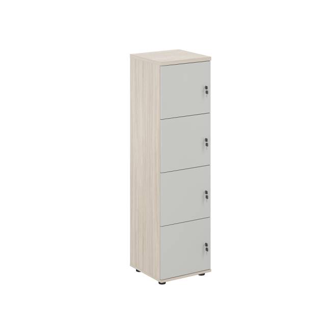 SG.817.OL.SH / Локер 4 ячейки 400х400х1483 / корпус: дуб светлый; фасады: серый бархат