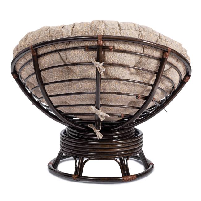 Кресло-качалка Папасан/Papasan (W 23/01 B) /с подушкой/ 115х78х104см, античный черно-коричневый, подушка рогожка, меланж Antique brown (античный черно-коричневый)