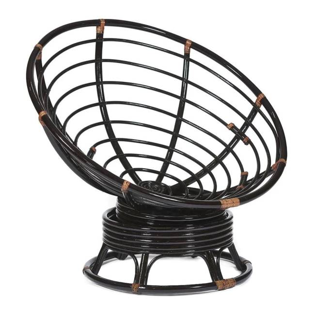 Кресло-качалка Папасан/Papasan (W 23/01 B) /с подушкой/ 115х78х104см, античный черно-коричневый, подушка рогожка, меланж Antique brown (античный черно-коричневый)