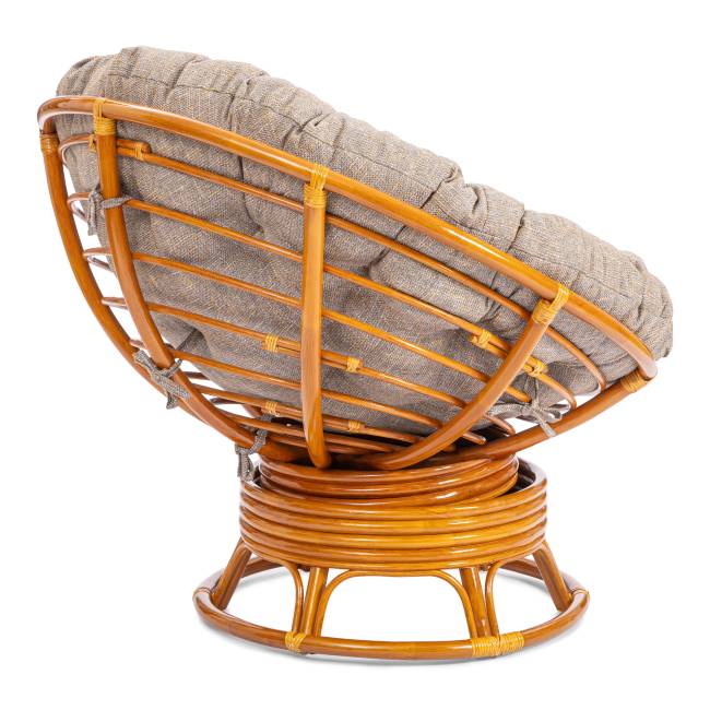 Кресло-качалка Папасан/Papasan (W 23/01 B) /с подушкой/ 115х78х104см, коньячный, подушка рогожка, меланж Cognac (коньяк)