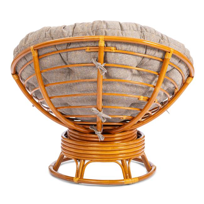 Кресло-качалка Папасан/Papasan (W 23/01 B) /с подушкой/ 115х78х104см, коньячный, подушка рогожка, меланж Cognac (коньяк)