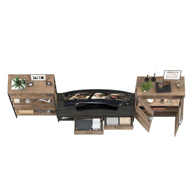 Трувор стенка для гостиной с подсветкой комплектация № 56 цвет дуб гранж песочный/интра