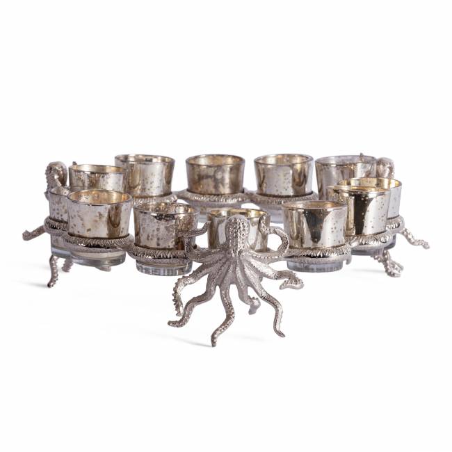 Подсвечник Secret de Maison Октопус4/Octopus4 (мод. 3925) алюминиевый сплав, 36х36,5х12см, серебряный никель/nickel алюминиевый сплав