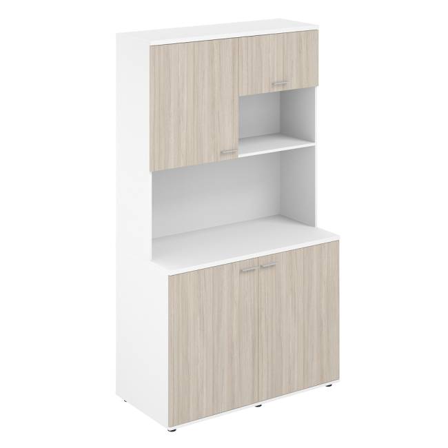 SG.1001.WH.OL / Офисная мини-кухня, 1200х600х2135 / корпус: белый, фасады: дуб светлый