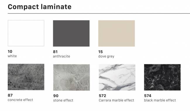 Столешница прямоугольная со скругленными углами Compact Laminate для подстолья Tripe Double белый 1600х800х12 мм