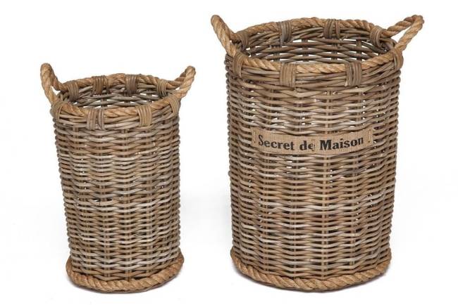 Корзина Secret de Maison Янбе/Yanbe (набор из 2 штук) натуральный ротанг, 31х31х44/39х39х54, натуральный кубу Натуральный Кубу / Natural Kubu натуральный ротанг