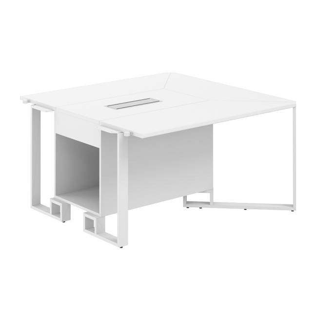 SP.0103.WH.WH.WH / Модуль боковой 1400х1400х750 / столешница:белый, подстолье:белый, металлокаркас:белый, лючок:белый