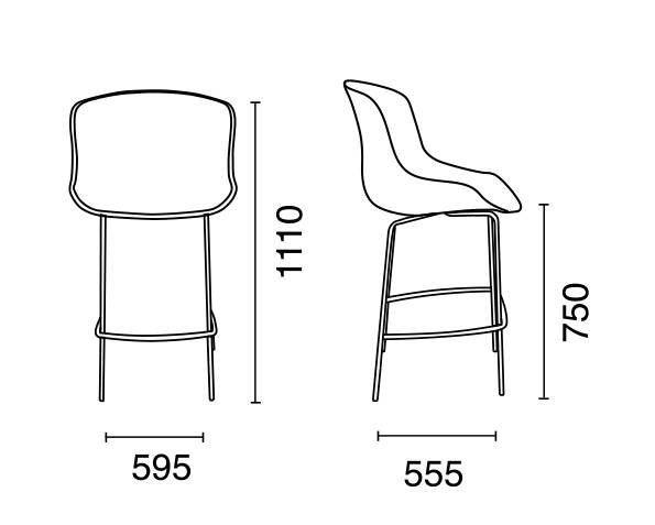 Стул барный пластиковый Globe-S Bar антрацит 595х550х1110 мм