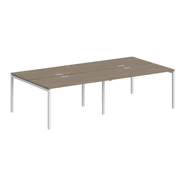 SG.253.OD.44.WH / Рабочая станция 3200х1238х750 / профиль: 40х40 белый; столешница: дуб темный
