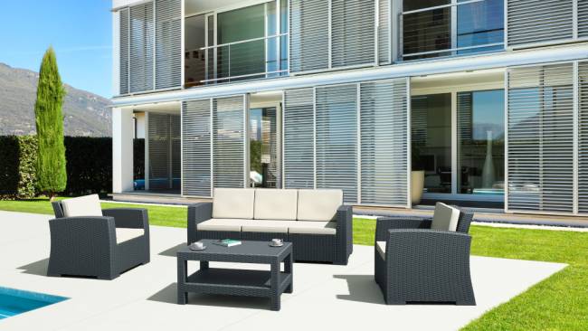 Комплект пластиковой плетеной мебели Monaco Lounge Set XL антрацит