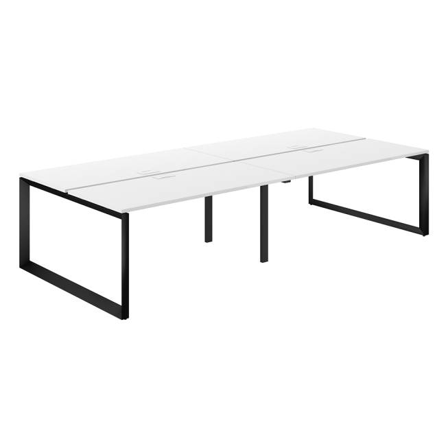 PR.256.WH.O59.BL / Рабочая станция 3200х1438х750 / профиль: 59х59 черный; столешница: белый