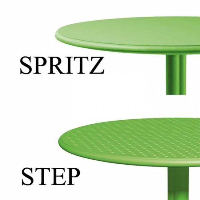 Стол пластиковый обеденный Spritz + Spritz Mini голубой Ø605х400-765 мм