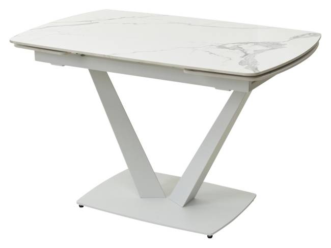Стол АЛАТРИ (ALATRI) 120 цвет БЕЛЫЙ МРАМОР ГЛЯНЦ. (GLOSS STATUARIO WHITE), керамика / БЕЛЫЙ, ®DISAUR