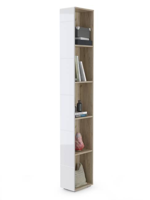 Прихожая Лайн № 8 цвет дуб крафт серый/фасады МДФ белый глянец