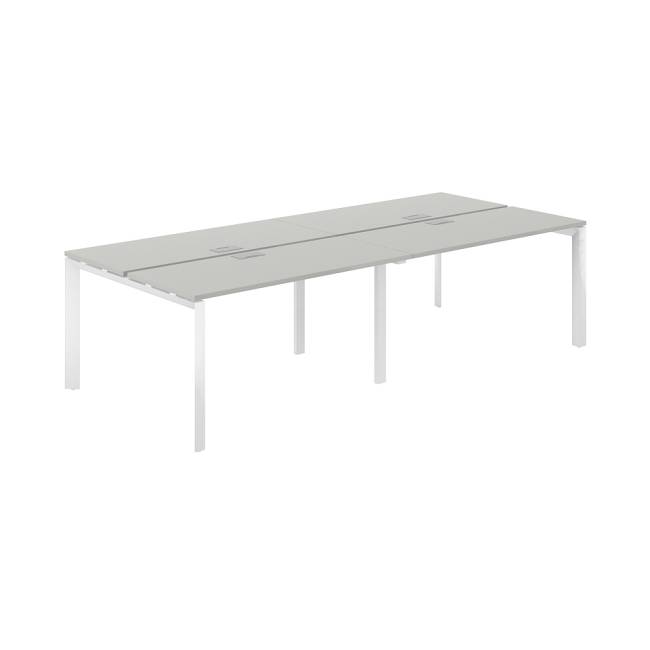 PR.255.SH.P59.WH / Рабочая станция 2800х1438х750 / профиль: 59х59 белый; столешница: серый бархат