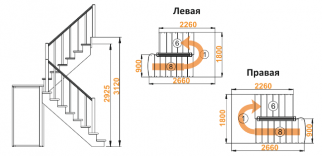 Деревянная лестница К-004м/2