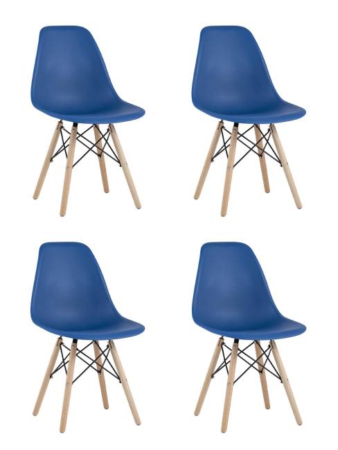 Стул Eames Style DSW синий x4 (разборный каркас)