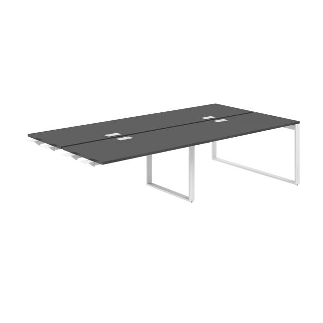 AG.168.AN.L.72.WH  / Рабочая станция комбо 2800х1638х750  / профиль О-образный: 70х20 белый; лючок: серебро; столешница: антрацит