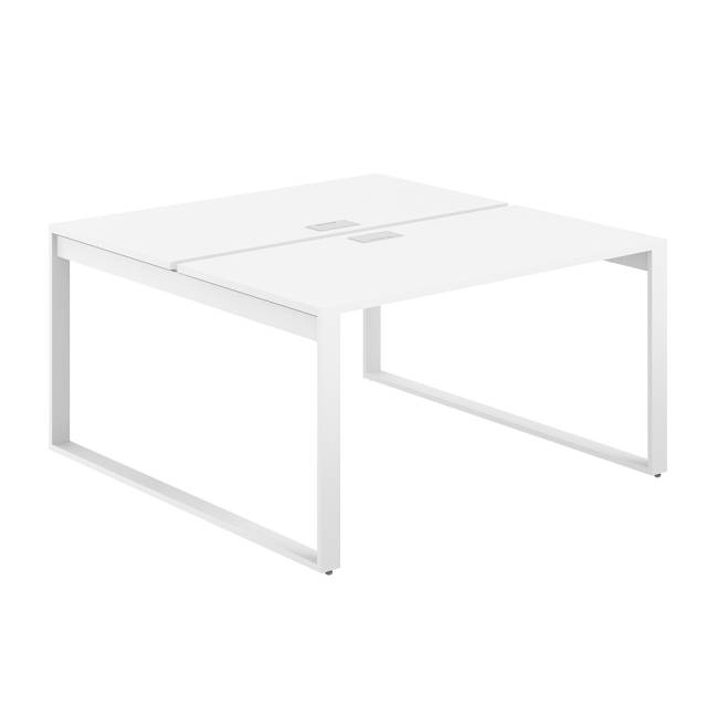 AG.136.WH.L.72.WH  / Рабочая станция 1600х1438х750  / профиль О-образный: 70х20 белый; лючок: серебро; столешница: белый