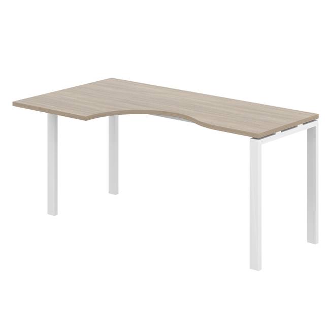 SG.232.OD.63.WH.L / Стол эргономичный 1600х900х750 левый МК60х30 / профиль: 60х30 белый; столешница: дуб темный