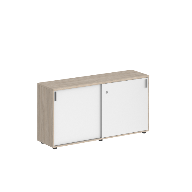 SG.701.OL.WH / Шкаф купе 1238х400х750 низкий, с замком / корпус: дуб светлый, фасады: белый