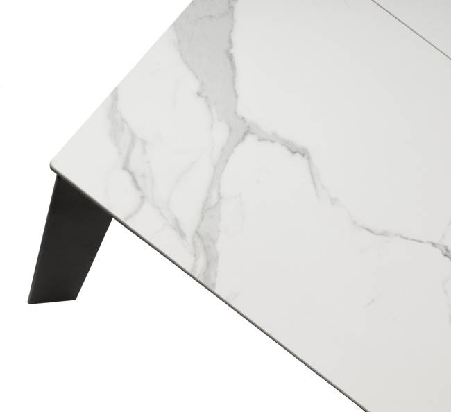 Стол КОРНЕР (CORNER) 120 цвет БЕЛЫЙ МРАМОР (HIGH GLOSS STATUARIO) керамика, стекло/ ЧЕРНЫЙ, ®DISAUR