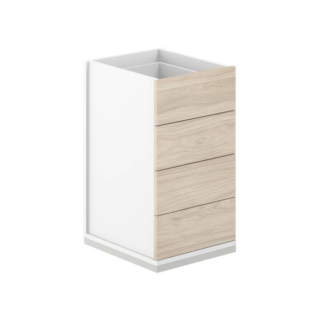 AG.282.WH.WH.AR / Тумба приставная 400х600х725 4 ящ. метаб., с замком, без топа / корпус: белый, дно: белый, фасады: ак.равелло