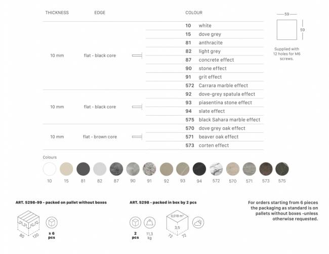 Столешница квадратная Compact Laminate для подстолья Nemo, Domino, Tiffany, Cross тортора 600х600х10 мм