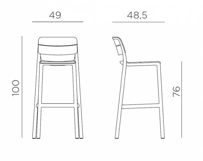 Стул пластиковый барный Cassia Stool майя 490х485х1000 мм