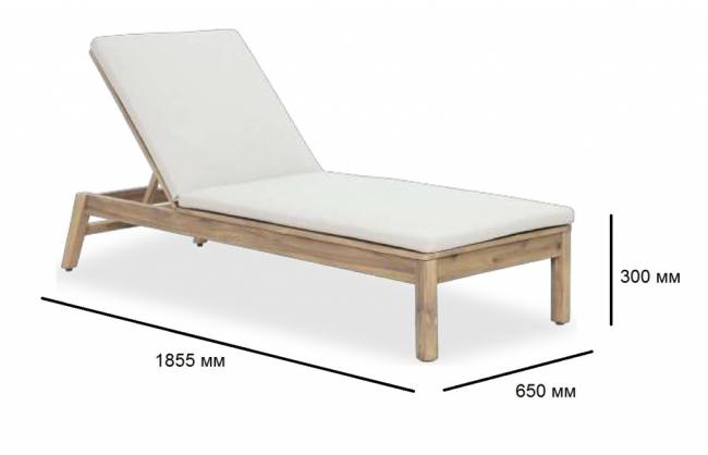 Шезлонг-лежак деревянный с матрасом Fairfield песочный 1855х650х300 мм