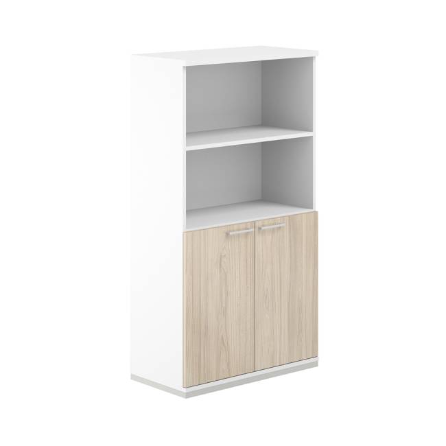 AG.218.WH.WH.AR / Шкаф 4 ур. 800х400х1472 полуоткрытый / корпус: белый, топ/дно: белый, фасады: ак.равелло
