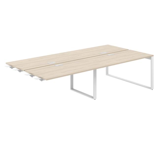 AG.162.AR.L.72.WH  / Рабочая станция комбо 2800х1238х750  / профиль О-образный: 70х20 белый; лючок: серебро; столешница: акация равелло