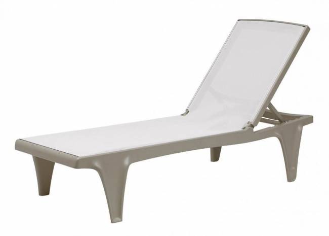 Шезлонг-лежак пластиковый Tahiti тортора, белый 1940х690х430-1020 мм