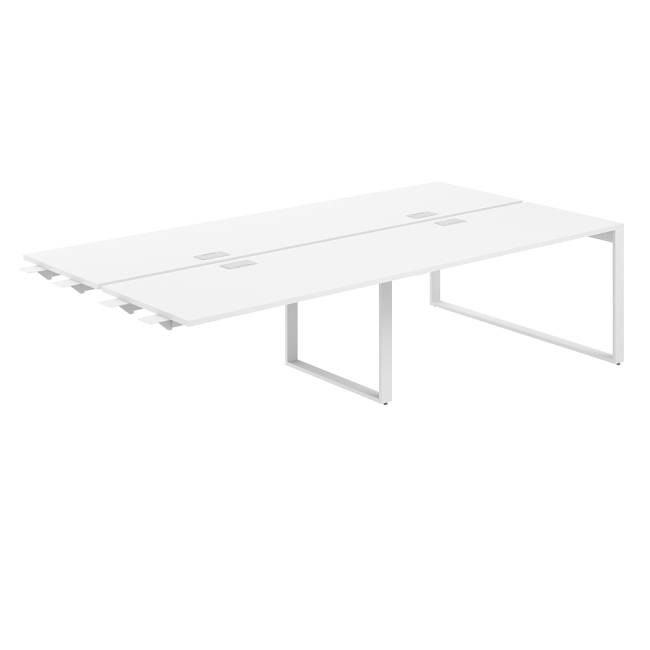 AG.165.WH.L.72.WH  / Рабочая станция комбо 2800х1438х750  / профиль О-образный: 70х20 белый; лючок: серебро; столешница: белый